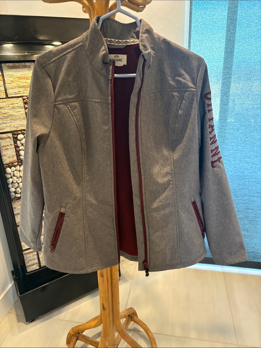 Shyanne Gray Jacket with Maroon Trim